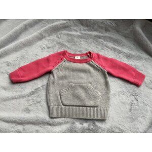 OshKosh BGosh Baby Sweater 6M Pink & Gray Long Sleeve Knit Pullover